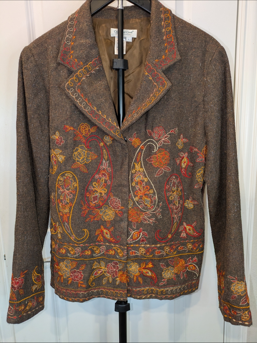 Coldwater Creek Brown Embroidered Wool-Blend Jacket